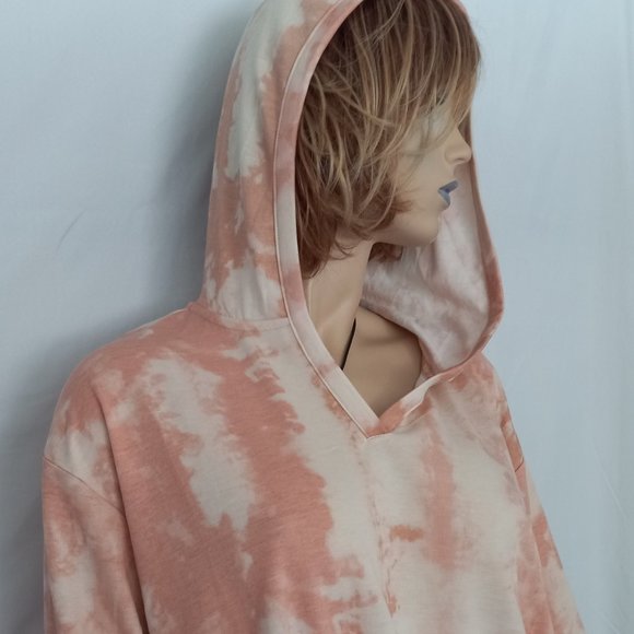 Nwt FRED DAVID Stretchy Coral/Pink Drawstring Hem Hooded Sweatshirt Top Sz 2X - Picture 5 of 7